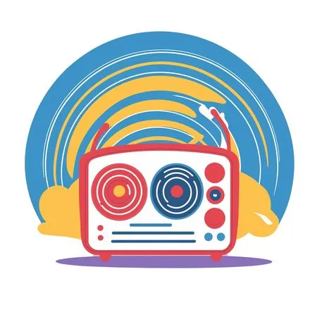 Retro Radio With Sound Waves  AI Image