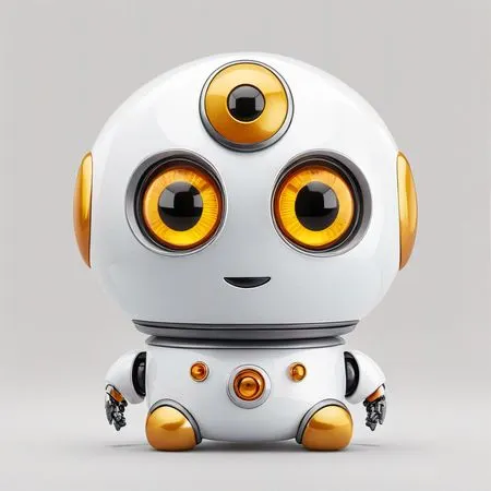 Robot futuriste mignon avec de grands yeux et un design convivial  AI Image