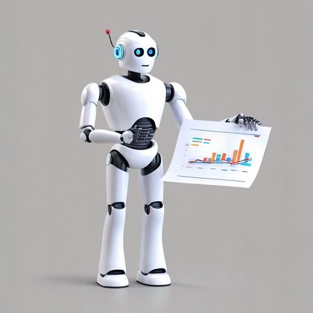Robot humanoide que presenta datos analíticos  Imagen AI