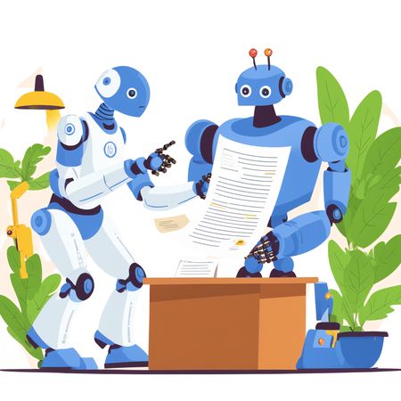 Robots Collaborating In An Office Setting  AI Image