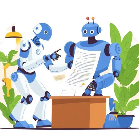 Robots Collaborating In An Office Setting  AI Image
