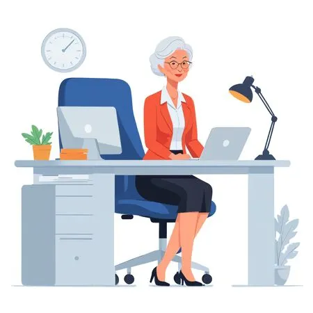 Senior Professional Woman At Office Desk  AI Image