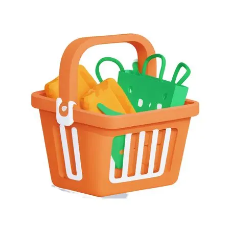 Shopping Basket With Bags  AI Image