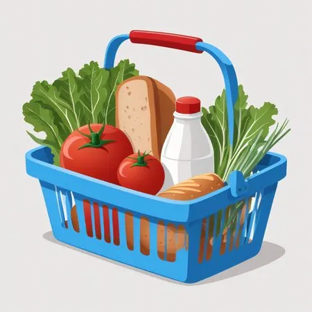 Shopping Basket With Groceries  AI Image