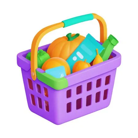 Shopping Basket With Groceries  AI Image