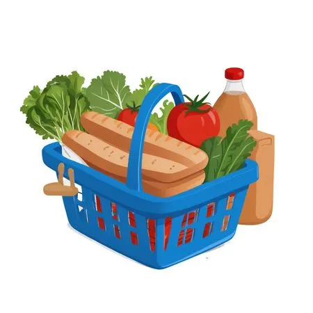 Shopping Basket With Groceries  AI Image