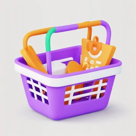 Shopping Basket With Items  AI Image