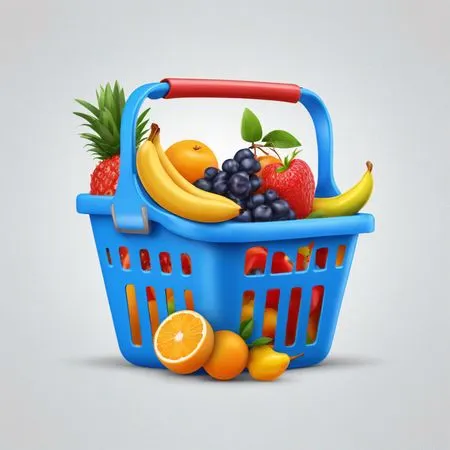 Shopping Basket With Various Fruits  AI Image