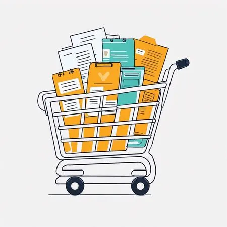 Shopping Cart Overflowing With Documents And Clipboards  AI Image
