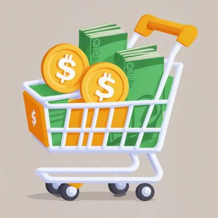 Shopping Cart With Cash And Coins  AI Image