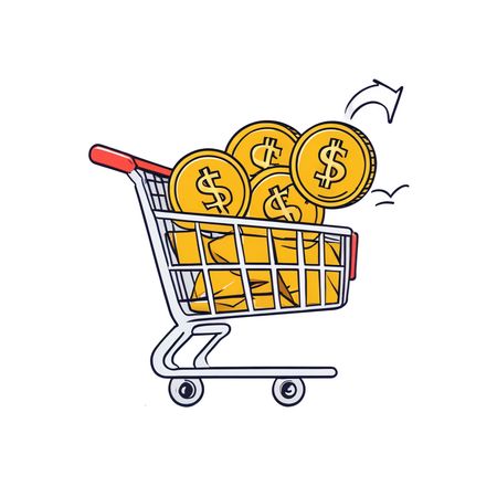 Shopping Cart With Coins  AI Image
