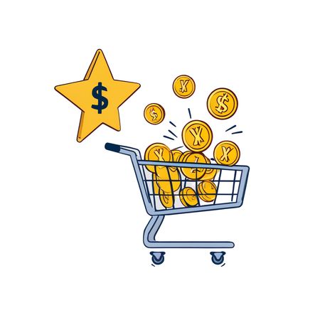 Shopping Cart with Coins And Star  AI Image