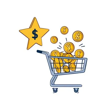 Shopping Cart with Coins And Star  AI Image