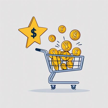 Shopping Cart with Coins And Star  AI Image