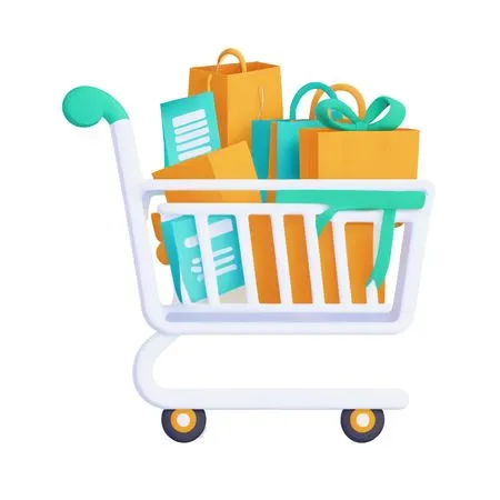 Shopping Cart With Gift Bags  AI Image