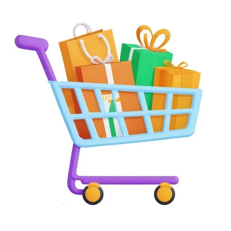 Shopping Cart With Gift Boxe  AI Image