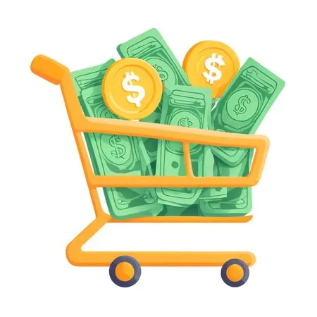Shopping Cart With Money  AI Image