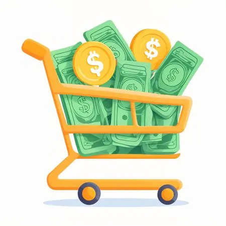Shopping Cart With Money  AI Image