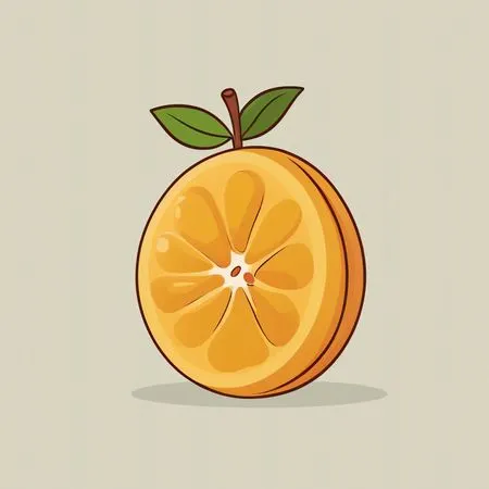 Sliced Orange With Leaves  AI Image