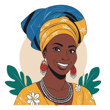 Smiling African Woman In Traditional Attire  AI Image