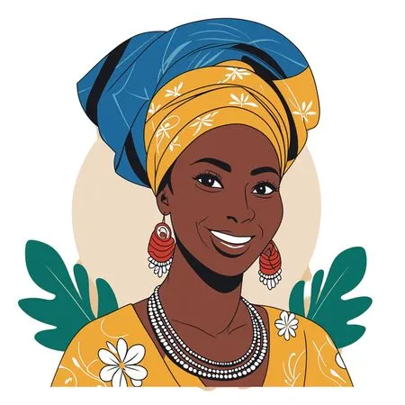 Smiling African Woman In Traditional Attire  AI Image