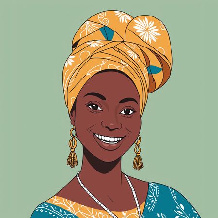Smiling African Woman With A Headwrap  AI Image