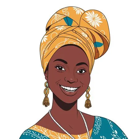Smiling African Woman With A Headwrap  AI Image