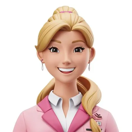 Smiling Blonde Woman In Pink Attire  AI Image