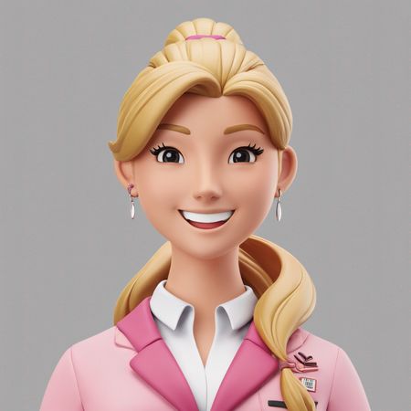 Smiling Blonde Woman In Pink Attire  AI Image