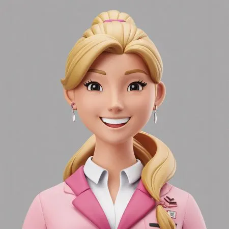 Smiling Blonde Woman In Pink Attire  AI Image