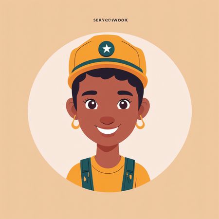 Smiling Boy With Cap And Overalls  AI Image