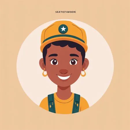 Smiling Boy With Cap And Overalls  AI Image