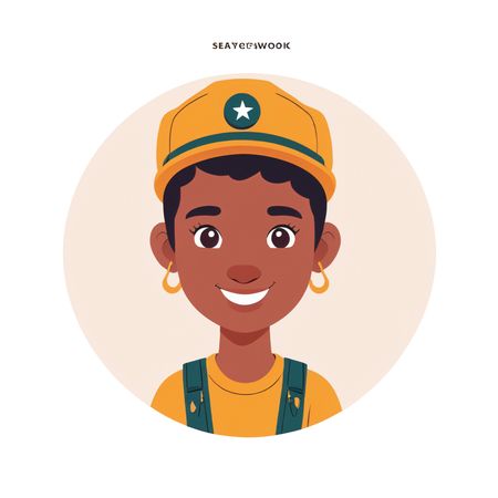 Smiling Boy With Cap And Overalls  AI Image
