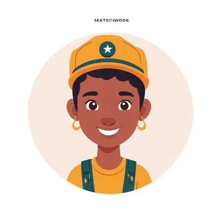 Smiling Boy With Cap And Overalls  AI Image
