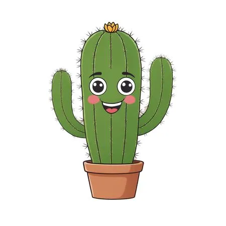 Smiling Cactus In Pot  AI Image