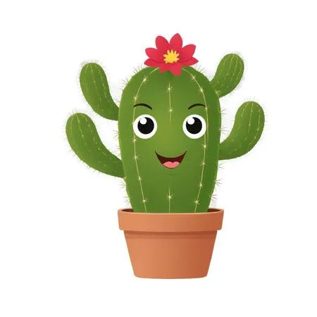 Smiling Cactus With Flower  AI Image