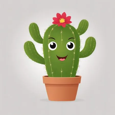 Smiling Cactus With Flower  AI Image
