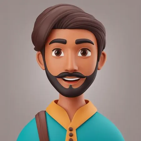 Smiling Male Character With A Beard  AI Image