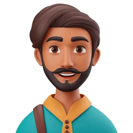 Smiling Male Character With A Beard  AI Image