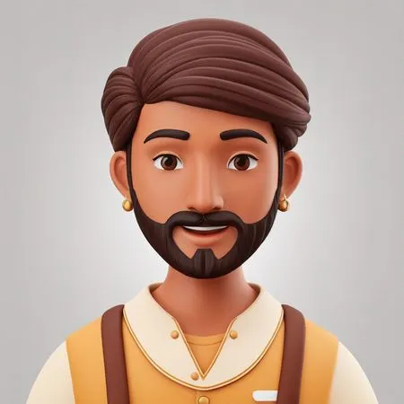 Smiling male Character With A Beard And Earrings  AI Image