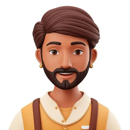 Smiling male Character With A Beard And Earrings  AI Image