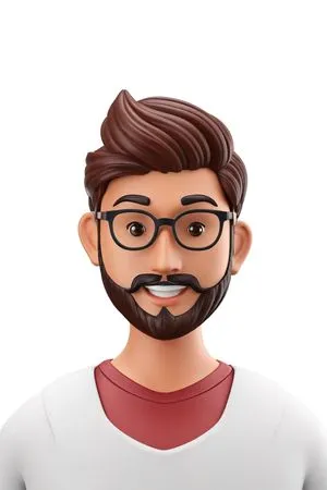 Smiling Male Character With Glasses  AI Image