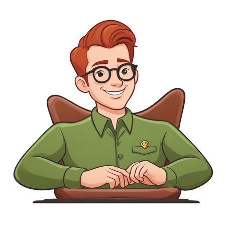 Smiling man Character With Glasses  AI Image