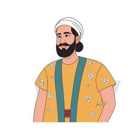 Smiling Man In Traditional Clothing With Floral Patterns  AI Image