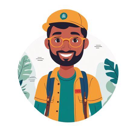 Smiling Man With A Backpack  AI Image