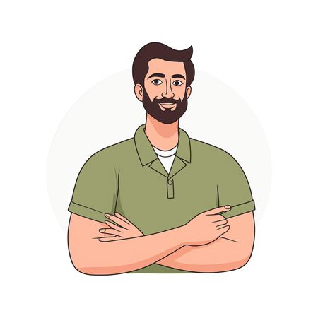 Smiling Man With A Beard And Crossed Arms  AI Image