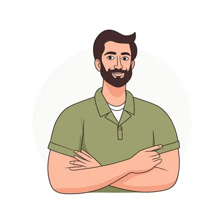 Smiling Man With A Beard And Crossed Arms  AI Image