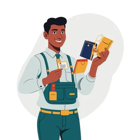 Smiling Man With Office Supplies  AI Image