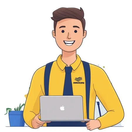 Smiling Professional With Laptop And Charts  AI Image