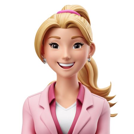 Smiling Woman Character In A Pink Blazer  AI Image